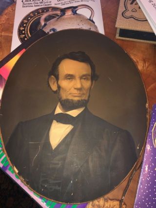 C1880/90 Vintage Abraham Lincoln Advertising Large Oval Print 17.  25” X 14.  25”