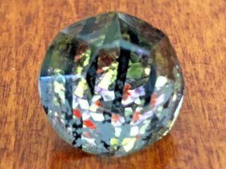 Lovely Antique Glass Button Kaleidoscope Faceted Sparkles,  Stripes 9/16 "
