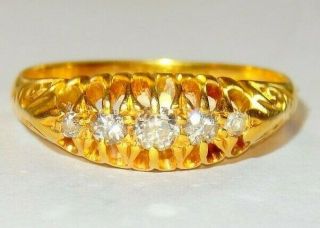 Pretty Victorian 18ct Gold Diamond Five Stone Ring H/m Birm 1913