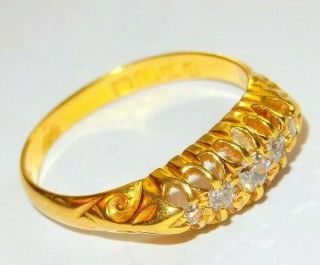 pretty victorian 18ct gold diamond five stone ring h/m birm 1913 3