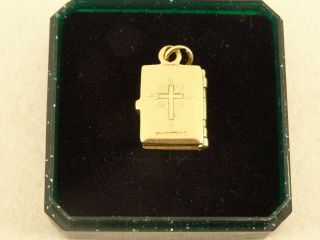 Vintage 9ct Gold Opening Holy Bible Lords Prayer Pendant Charm Gift Hm 1966 83b