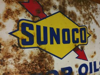 1950 Sunoco Motor Oil Metal Sign Old Vintage Gas Station Car Truck Farm