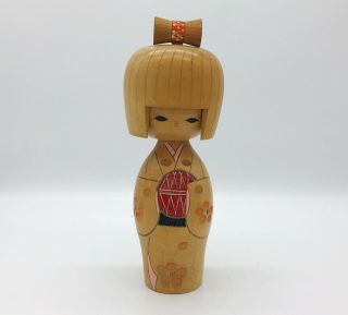 8.  4 Inch (21.  5 Cm) Japanese Vintage Sosaku Wooden Kokeshi Doll Cute Kimono Girl