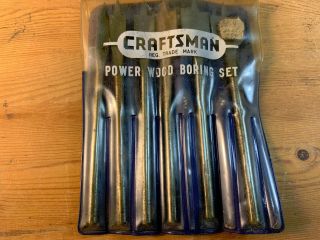 Vintage Craftsman 6 Piece Wood Boring Drill Bits Set Pouch No.  2092 -