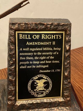 NRA Minutemen Bill Of Rights Second Amendment Statue 12x12X7 Dated NRA 2010 2