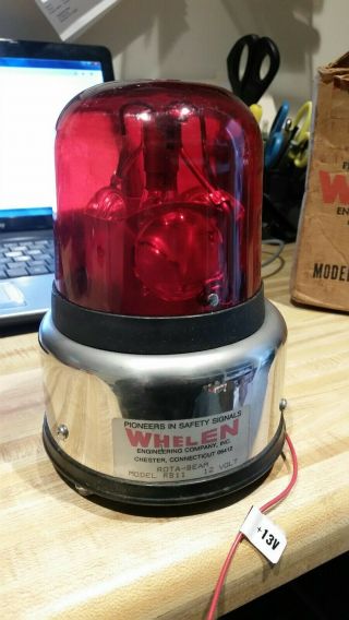 Vintage Whelen Rota - Beam Model Rbii Police Or Fire Red Beacon Light 12 Volts