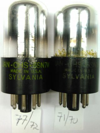 Vintage Pair (2) Sylvania Jan Chs 6sn7 W Vacuum Tubes Military Issue Made In Usa