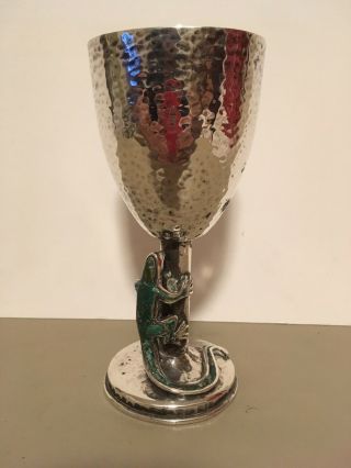 Vintage Hammered Emilia Castillo Silverplate Lizard Goblet Cup Wine Glass
