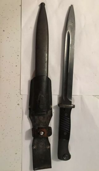 Wwii German F.  Herder A.  Sn.  K - 98 Mauser Rifle Bayonet With Scabbard