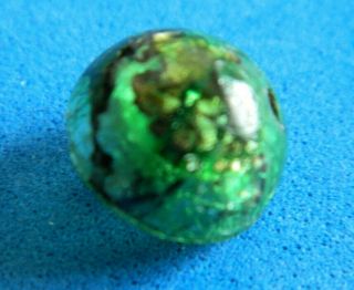 Antique Leo Popper Glass Button Translucent Green Glass W Foil Overlays Key Shan