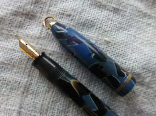 Vtg Blue Marble Sheaffer Balance Petite Ring Top 3 - 25 Fountain Pen Needs Restore