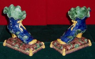 Vintage French Majolica Pottery Shoes Circa 1870