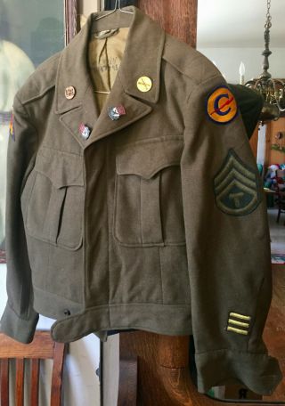 Ww2 Us Army 15th Cavalry 7th Division Constabulary Unit Ike Jacket Named T Sgt