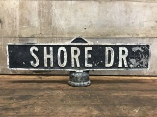 Authentic Vintage Shore Dr Cast Aluminum Street Highway Road Sign Nautical Decor