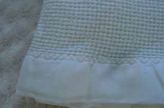 Vintage J.  E.  Morgan Baby Blanket Thermal Waffle Weave Acrylic Acrilan White USA 2