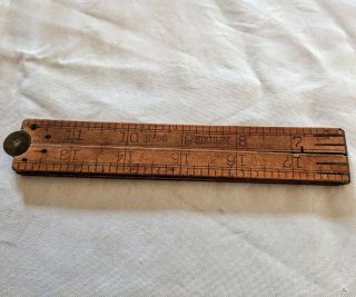 Vintage Stanley No 68,  24 Inch Folding Wood And Brass Ruler