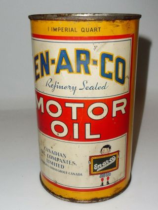1930 ' s ENARCO SLATE BOY QUART TIN CAN SIGN MOTOR OIL CANADA WHITE ROSE 2