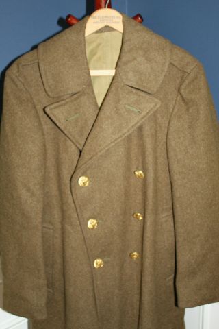 Early WW2 U.  S.  Army Soldier ' s OD Wool Overcoat,  1941 dated 2