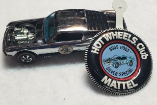 Hot Wheels Redline 1969 Car - Mustang Boss Hoss - Silver Special With Badge