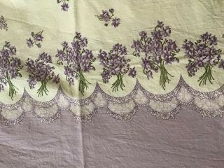 Vtg 50s Lilac Flowers Cotton Border Print Pillow Case Fabric 2,  Yards Nos 36x80