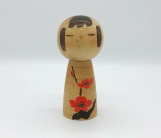 5.  5 Inch (14 Cm) Japanese Vintage Wooden Sosaku Kokeshi Signed " Kenichi "