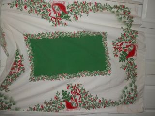 Vintage Christmas/holiday Printed Tablecloth: 50 X 57 " Has A Few Water Stains
