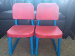 (2) Vintage Fisher Price Arts Crafts Table Replacement Red Chair Set 1985