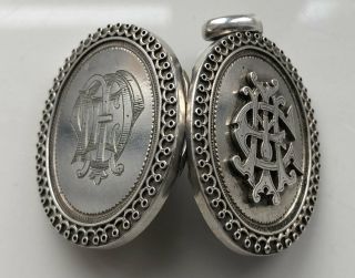 Antique Victorian Double Sided Aei Amity Eternity Infinity Silver Locket