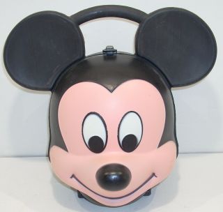Vintage Walt Disney Mickey Mouse Head Lunchbox No Thermos Lunch Box Aladdin Kit