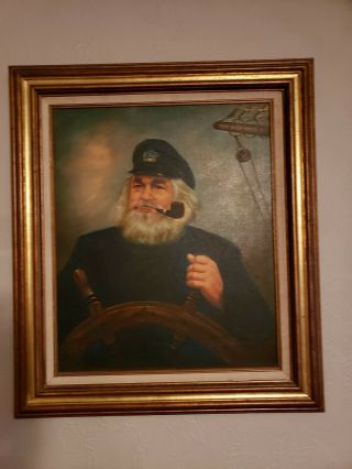 Vintage Kim Benson Signed Sailor - Sea Captain Oil On Canvas - Painting