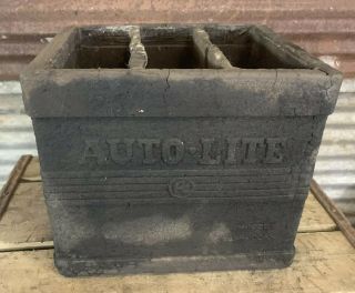 2 Vtg 40s 50s Autolite Auto Lite Battery Box Gas & Oil Advertising Sign Rare