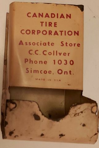 Rare Vintage " Canadian Tire Corp.  Asso.  Store - Simcoe,  Ont " Metal Match Dispenser