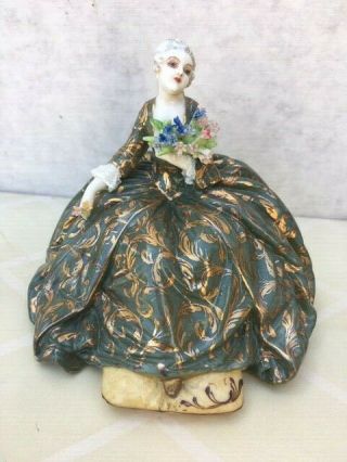 Vintage Capodimonte Luigi Fabris 4 " Porcelain Seated Lady Italy Figurine