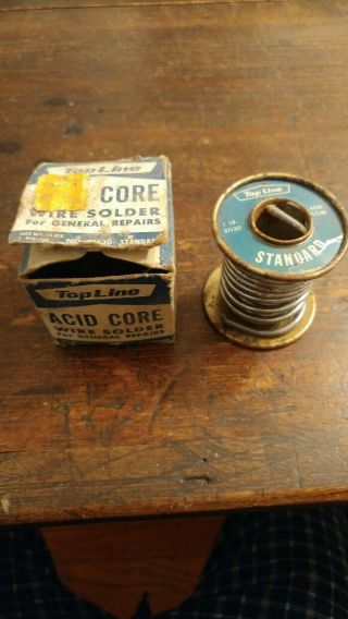 Vintage Nos Topline Acid Core Wire Solder,  1 Pound Lb,  Oatey,  Tin Can