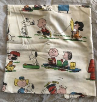 Vintage 1971 Peanuts Gang Twin Fitted Sheet With Pillowcase United Feature