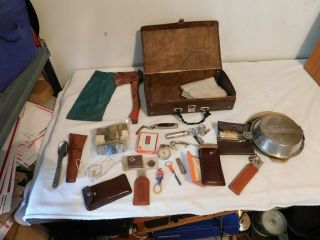 Vintage Boy Scout Ax Mess Kit Belts Knife Whistle Utensil Compass Coin