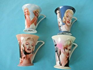 Qty 4 Marilyn Monroe Coffee Cups Bone China 2004 Estate Cmg (1) 2001 Centric