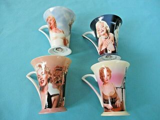 Qty 4 Marilyn Monroe coffee cups Bone china 2004 estate CMG (1) 2001 Centric 2