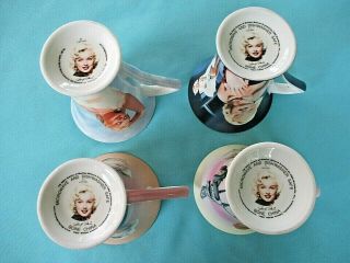 Qty 4 Marilyn Monroe coffee cups Bone china 2004 estate CMG (1) 2001 Centric 3