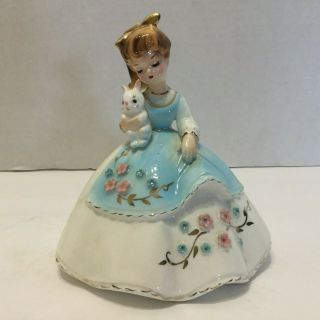 Vintage Josef Originals Figurine Girl Holding Bunny Rabbit