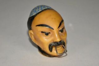 Antique Celluloid Mandarin Gentleman Head Figural Tape Measure - 1 - 3/4”h