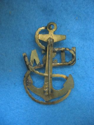 preWWII US Navy Chief Petty Officer full size hat badge Meyer Metal CPO 2