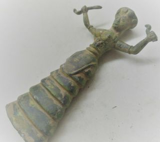European Finds Ancient Roman Bronze Snakecatcher Figurine Circa 200 - 300ad