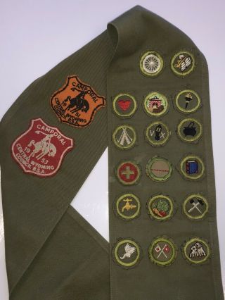 1950’s Boy Scout Merit Badge Sash With 17 Merit Badges Cir: Early 1950 