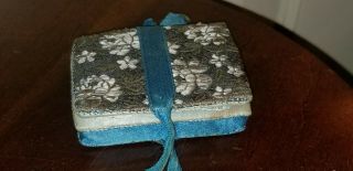 Antique Sewing Needle Case Book Velvet Tapestry