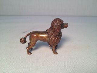 Rare Antique Metal Poodle Dog W/ Tail Wind - Up Sewing Tape Measure