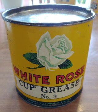 Vintage White Rose 1940s Cup Grease 3 5 Lbs.  Can W/ Lid Rare