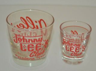Vintage Gilly ' s Club Johnny Lee ' s Club Whiskey & Shot Glass Pasadena Texas 2