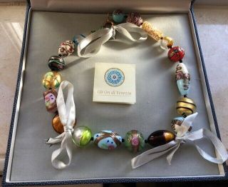 Murano Glass Bead Necklace By Braybrook & Britten Silver Clasp Boxed