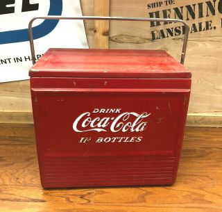 Vintage Coca Cola Cooler W/drain Valve,  Bottle Opener & Tray.  Progress Co 1950s